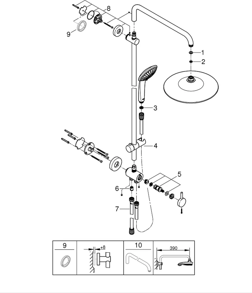 GROHE QuickFix Vitalio Joy 260 Regendouche - Ø 26 Cm - 3 Straalsoorten - Zonder Thermostaatkraan - Afbeelding 7