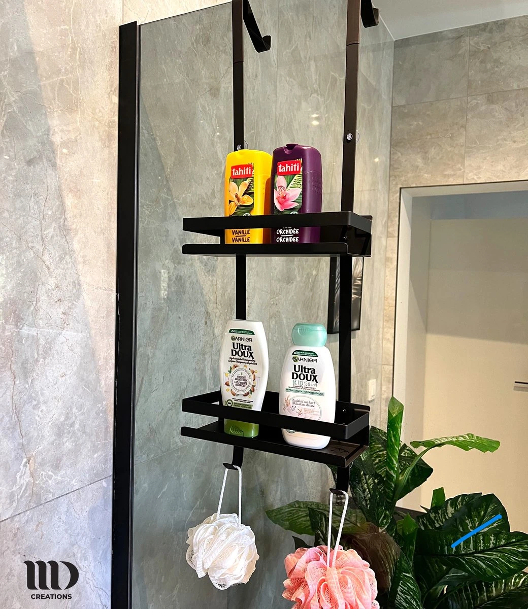 MD Creations ® – Doucherek Zonder Boren - Hangend Met Zuignappen Aan Douchewand – Douchebakje - Doucherek Haak - RVS - 74 X 25 X 10 Cm - Afbeelding 3