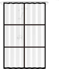 Loti Living Douchegordijn Anti Schimmel – Mat Transparant Zwart - Inclusief Ringen – Waterdicht - PEVA - Douchegordijn 120x200 Cm
