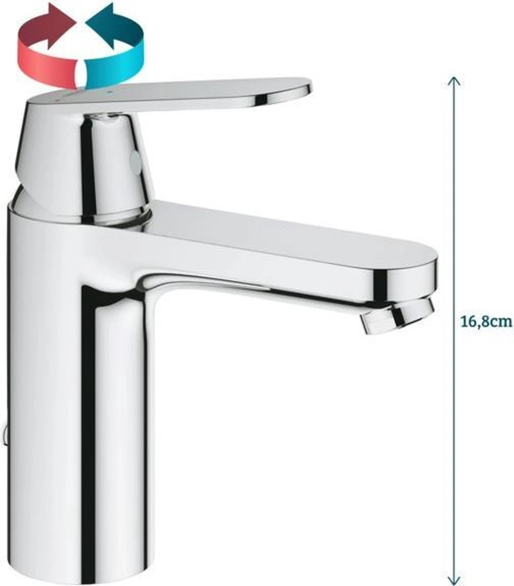 GROHE Eurosmart Cosmopolitan Wastafelkraan - Medium Uitloop - Met Trekwaste - Chroom - 2339700E - Afbeelding 5