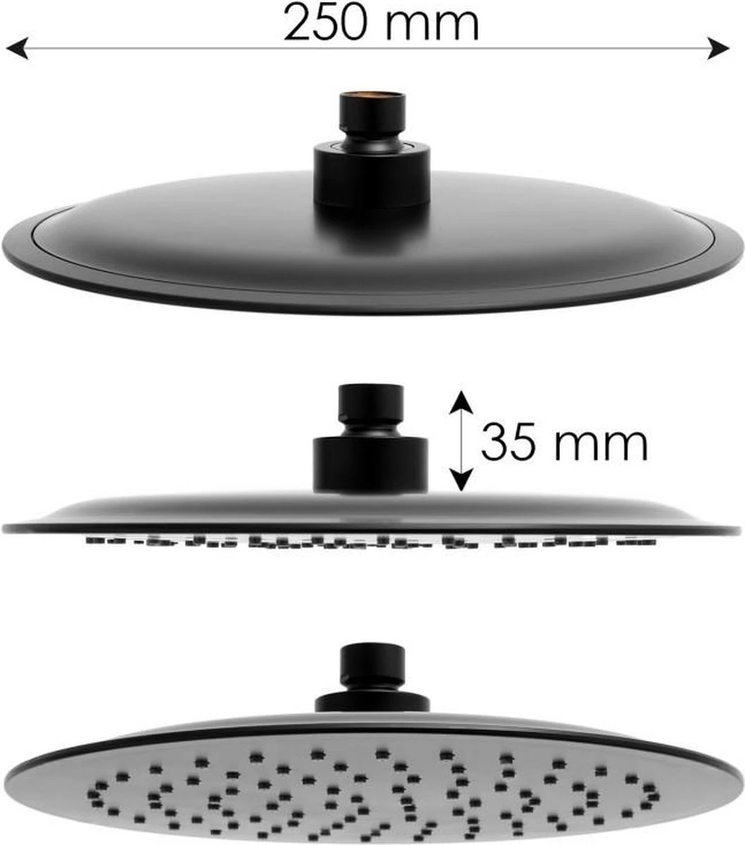 Doucheset - Met Douchemengkraan - En Regendouche - Zwart - Afbeelding 5