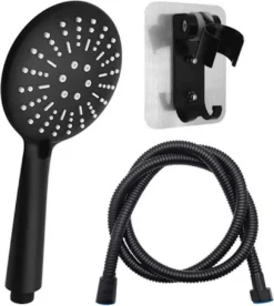 IBright Douchekop Met Slang – Mat Zwart - 3 Functies – Handdouche – Hoofddouche Inclusief Wandhouder Zonder Boren