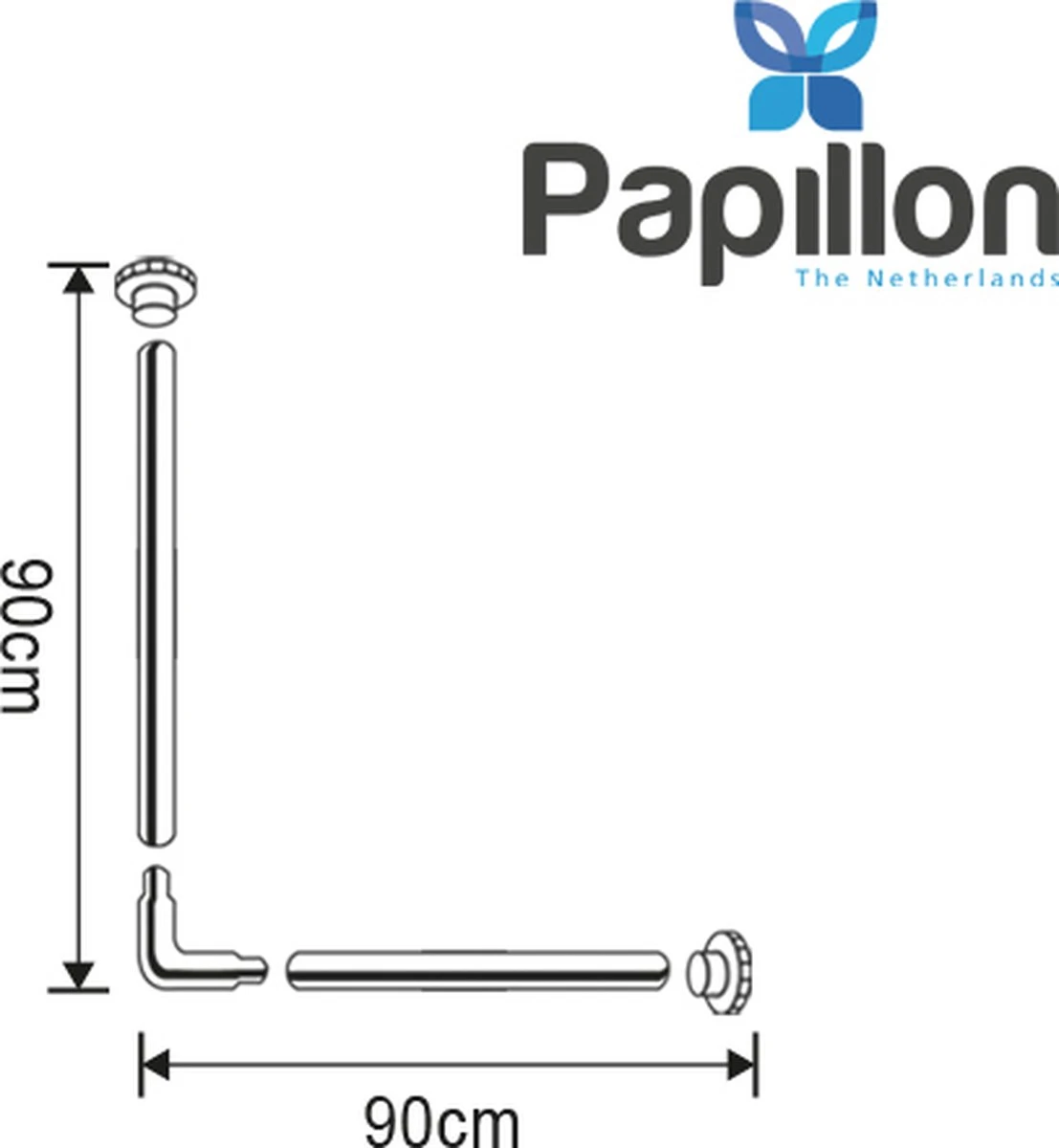 Papillon Douchegordijnstang - 90x90 Cm - Aluminium - Wit - Afbeelding 4