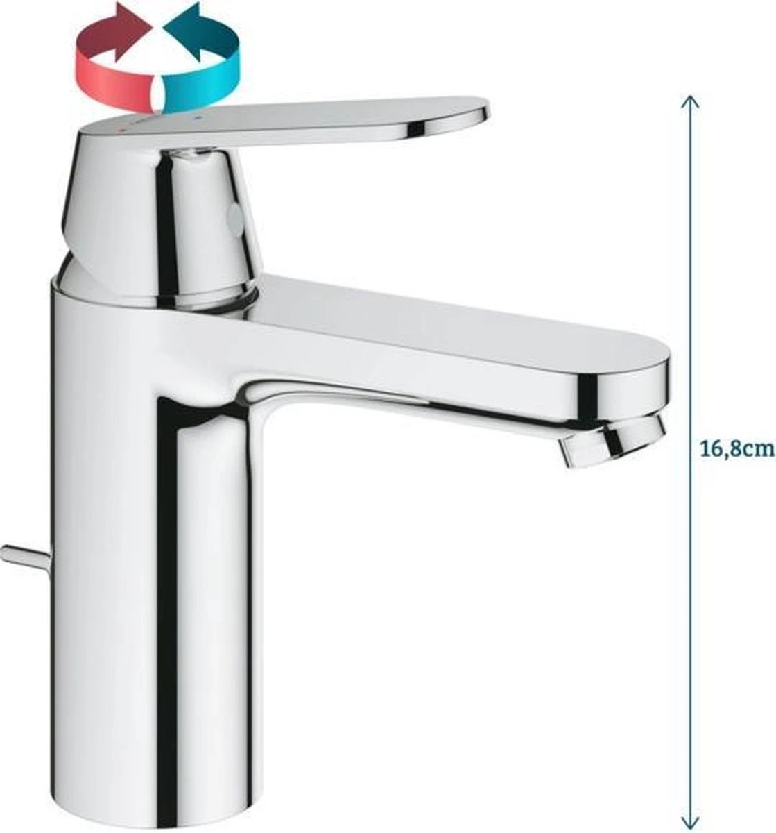 GROHE Eurosmart Cosmopolitan Wastafelkraan - Met EcoJoy - Trekwaste - Chroom - 2339600E - Afbeelding 5