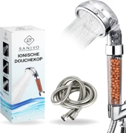 Waterbesparende Douchekop Ionische Douchekop Incl. Doucheslang - Douchefilter - Waterfilter - Handdouche - Met Mineraalstenen - Douchekop Met Slang – Transparant – Incl. Doucheslang