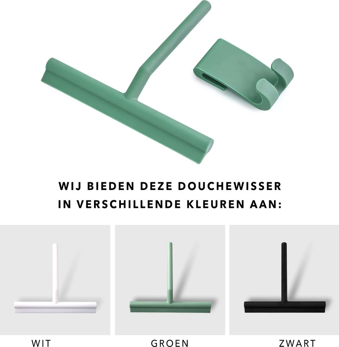 Douchewisser Groen Met Ophangsysteem- Badkamer Accessoires- Raamwisser- Trekker Douche- Silicone- 21cm X 16cm - Afbeelding 7