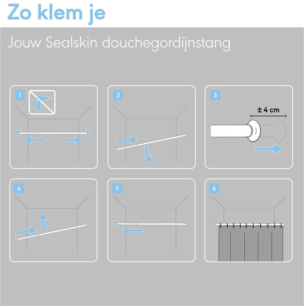 Sealskin Douchegordijnstang - 70-115 Cm - Wit - Afbeelding 2