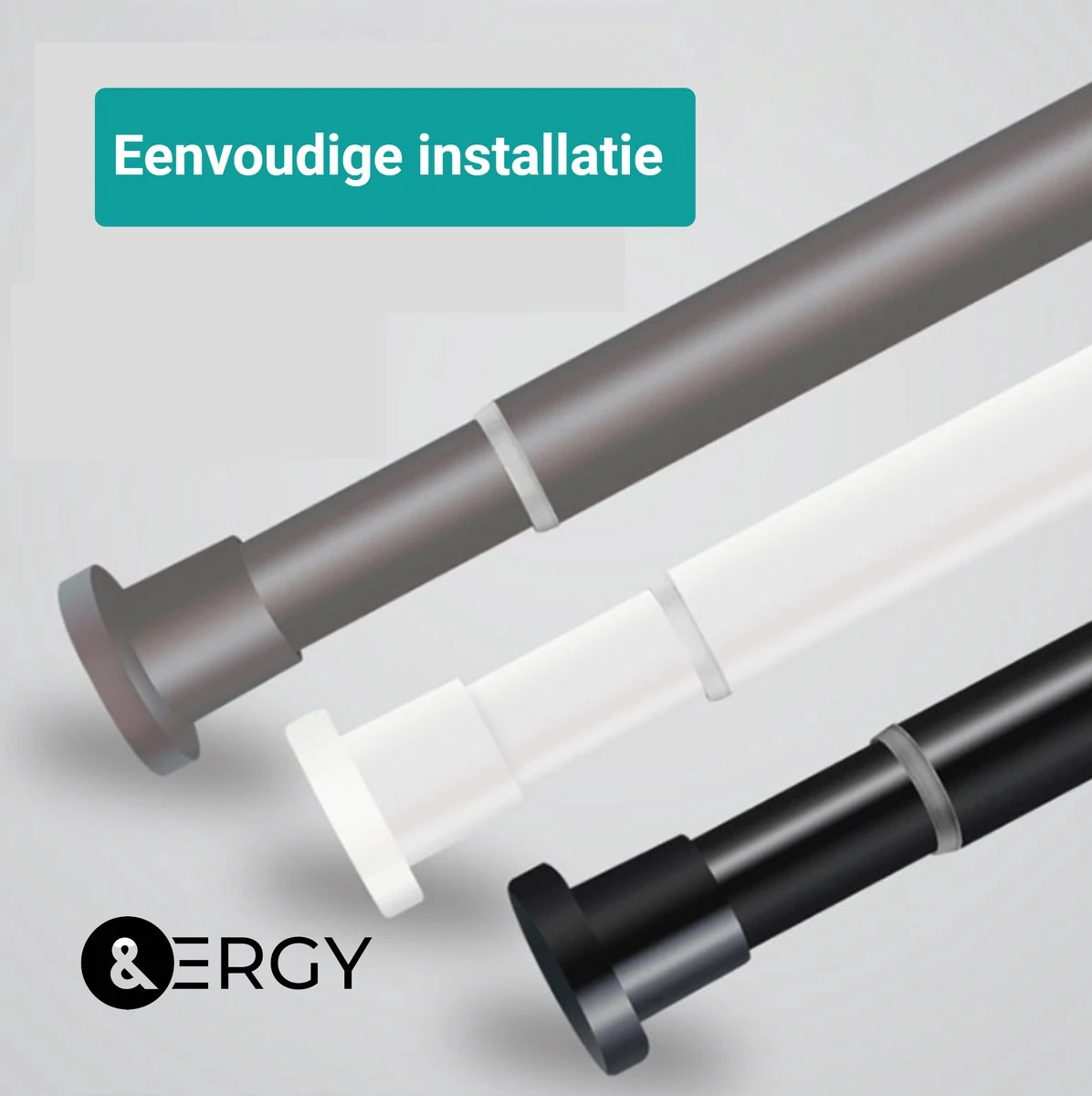 Douchestang Uitschuifbaar 70 - 110 Cm | Douchegordijn Stang | Zwart | Kledingroede Verstelbaar | Ophangsysteem | Kledingstang - Afbeelding 5