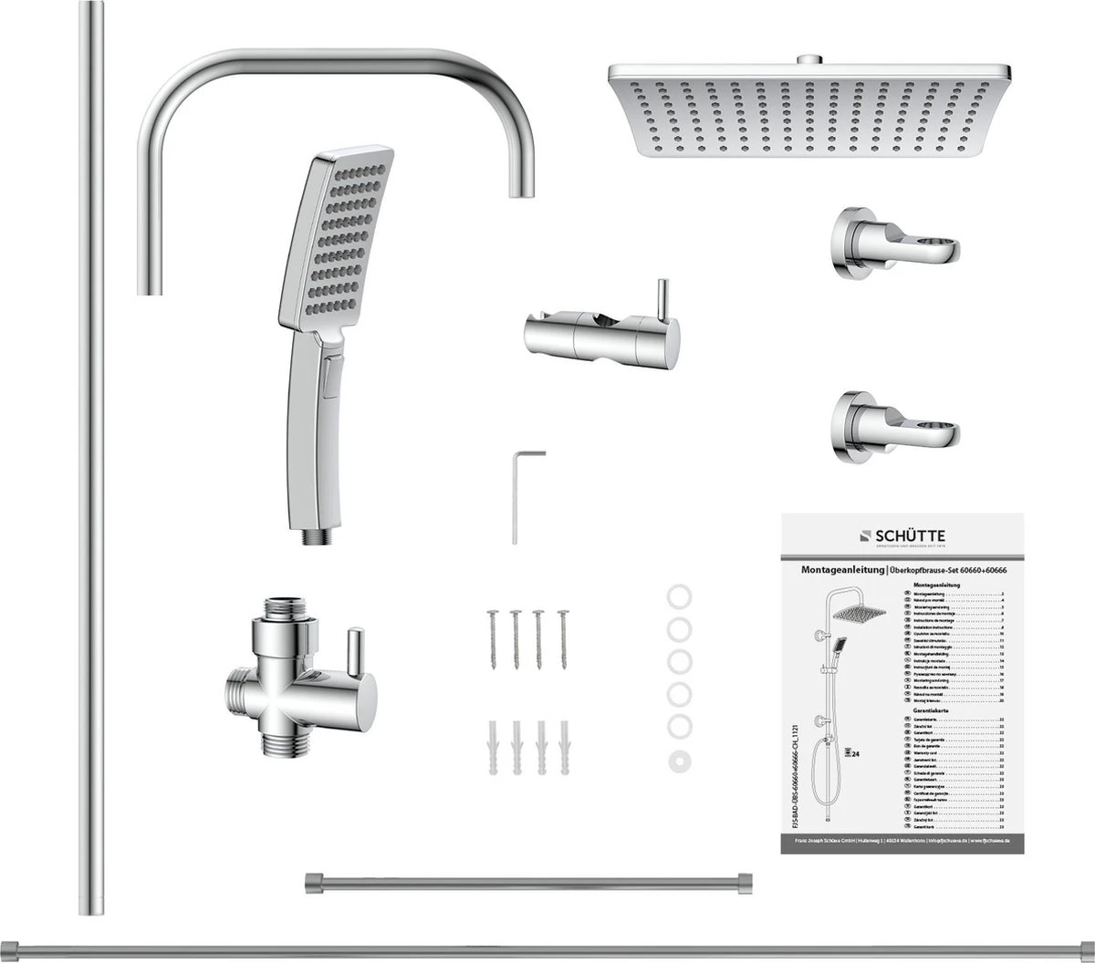 SCHÜTTE Mallorca Douchesysteem - Regendouche - 95 Cm Stang - Wandhouder In Hoogte Verstelbaar - Chroom - Afbeelding 8