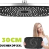 EcoRain – Regendouchekop XL 30 CM – Waterbesparende Douchekop – Hoge Druk – Rechthoekig – Groot – Regendouche - Chrome
