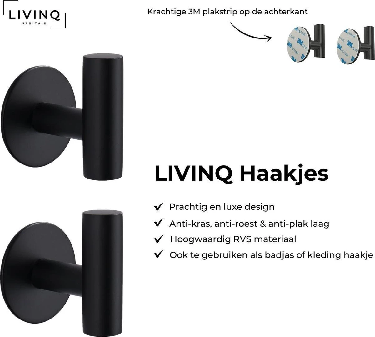 Toiletset Zwart 4-delig - Toiletaccessoireset - Toiletborstelhouder - Toiletrolhouder - Reserverolhouder - Handdoekhaakjes - RVS - Toilet Accessoires Set - Badkamer - Afbeelding 5