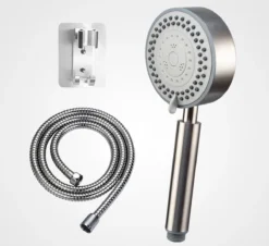 IBright Douchekop Met Slang En Wandhouder - RVS Zilver - 5 Functies – Handdouche – Hoofddouche Inclusief Wandhouder Zonder Boren