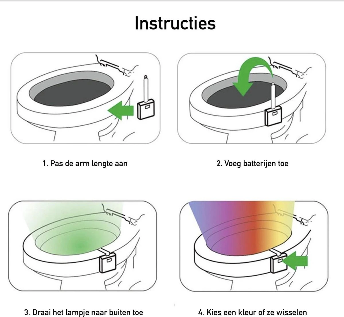Toiletpotverlichting · Toiletpot · Verlichting · LED · WC · Toilet Lamp · Nachtlamp Verlichting Met Bewegingssensor · Multicolor · 8 Kleuren - Afbeelding 4