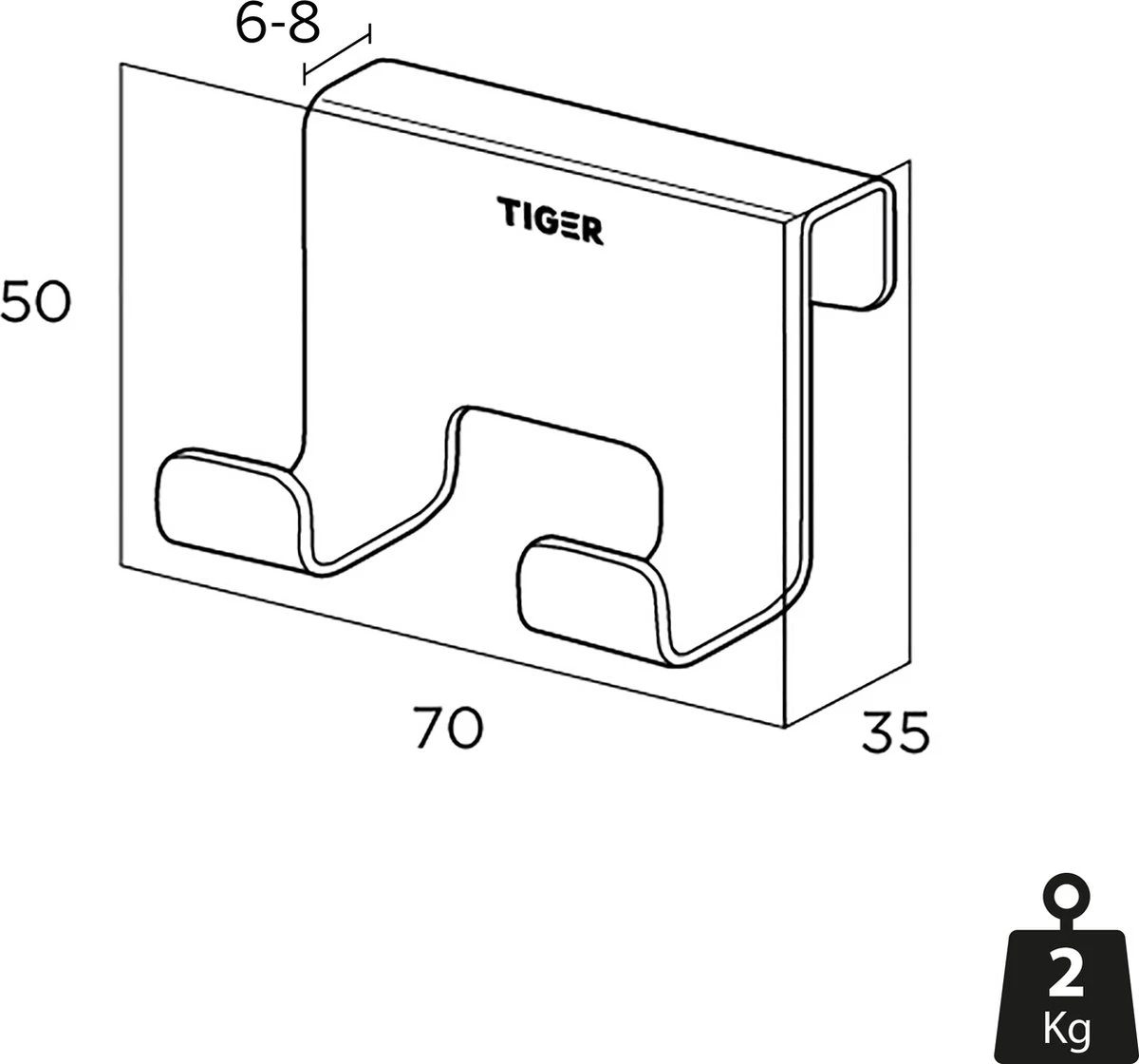 Tiger Caddy - Douchehaak - Glaspaneel Dikte 6-8 Mm - 3,5 X 7 X 5 Cm - Zwart - Afbeelding 2