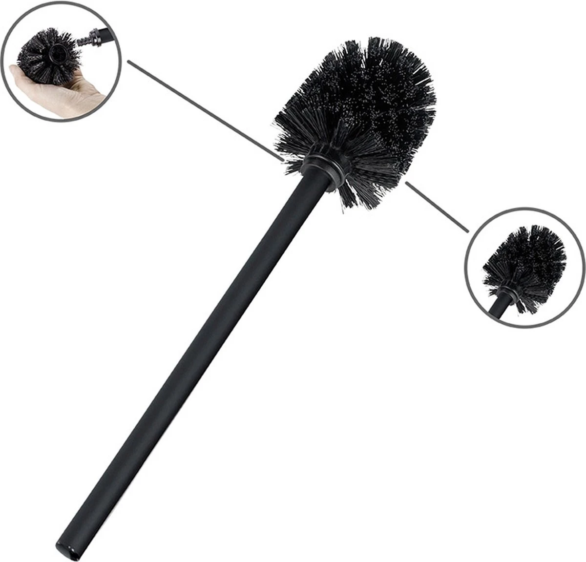 WENKO Toiletbutler Rivalta Zwart - Toiletborstel Met Houder, Toiletrolhouder En Reserverolhouder - Afbeelding 4