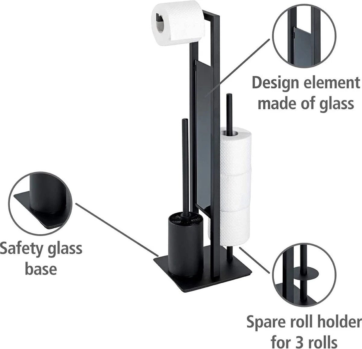 Merkloos Toiletgarnituur | Toiletborstelhouder | Toiletaccessoires | Zwart | Toiletbutler | WC Borstel | Staal - Afbeelding 2