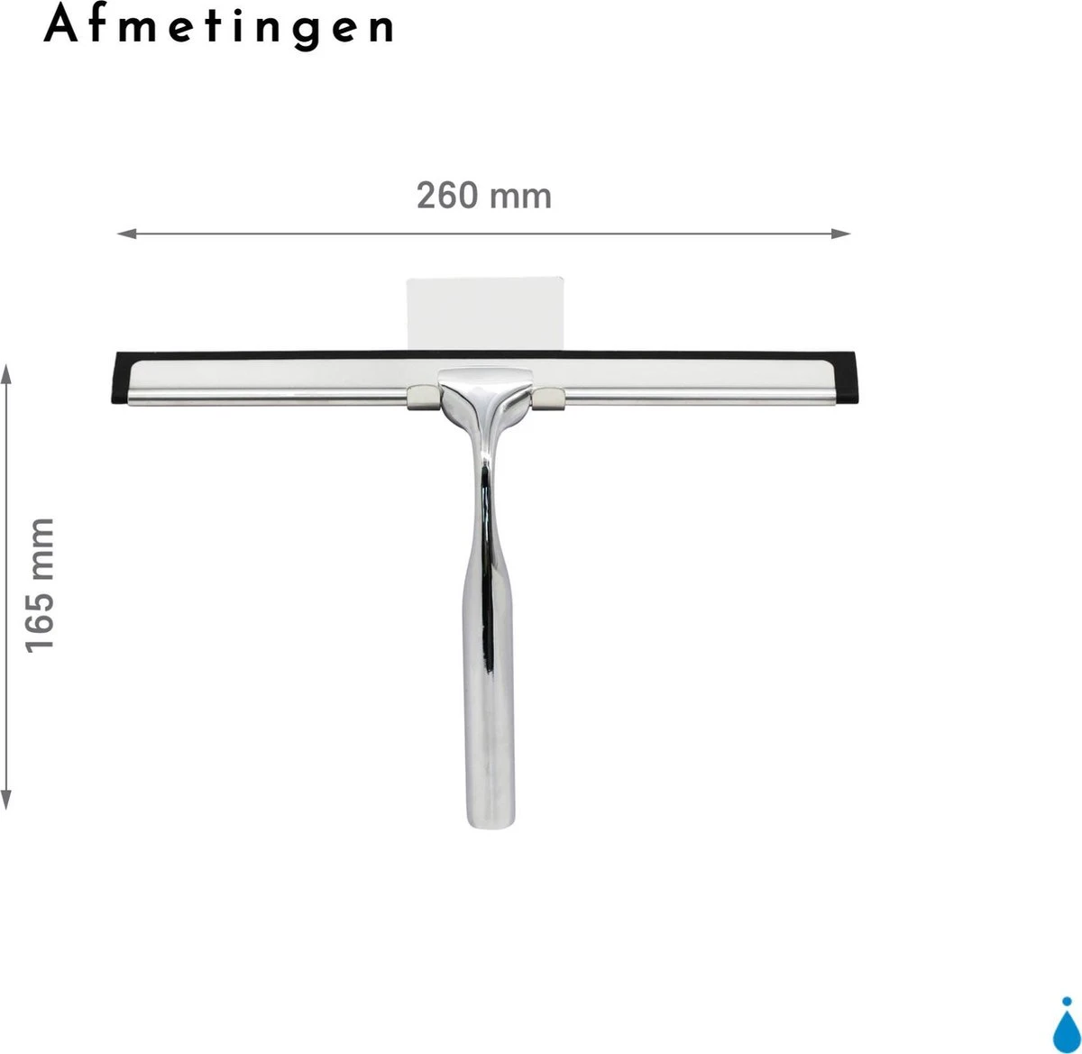 Douchewisser Met Ophanghaak En 2 Extra Strips - Raamwisser Voor Douche - Raamtrekker Chroom - Afbeelding 8