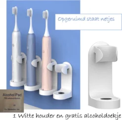 Crème Happy Goodz Shop 1 Stuk Kwalitatieve Elektrische Tandenborstelhouders WIT/Crème 1 Stuk Met Happy Goodz Installatiehandleiding - Geschikt Voor Oa Oral-B - Badkamer Accessoire - Zonder Boren- Met Alcoholdoekje