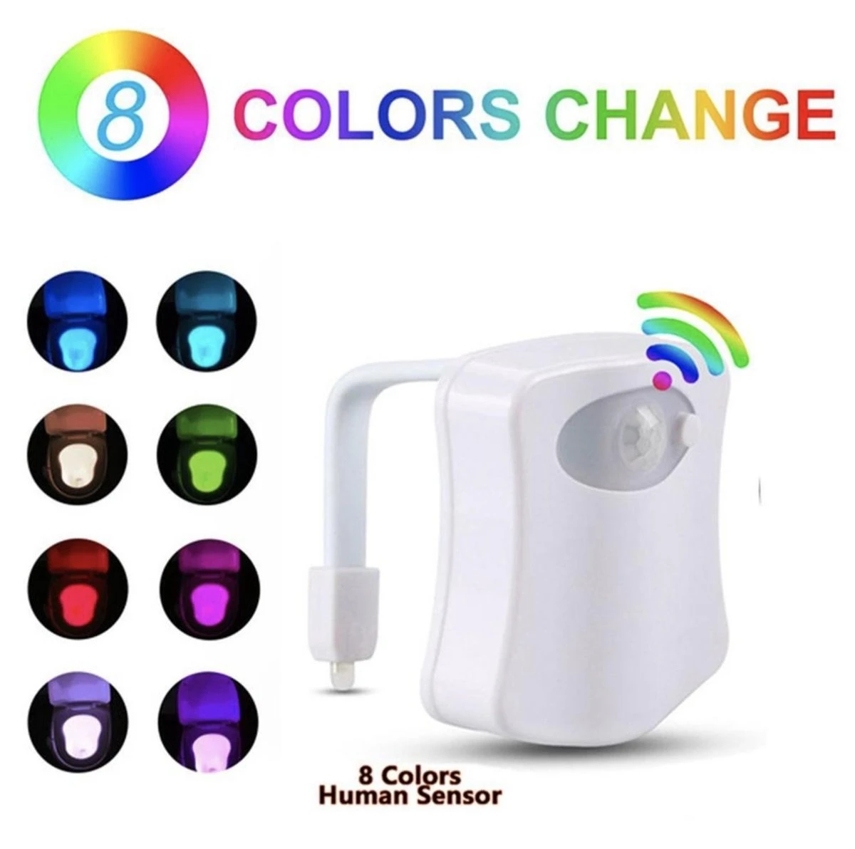 Toiletpotverlichting · Toiletpot · Verlichting · LED · WC · Toilet Lamp · Nachtlamp Verlichting Met Bewegingssensor · Multicolor · 8 Kleuren - Afbeelding 5