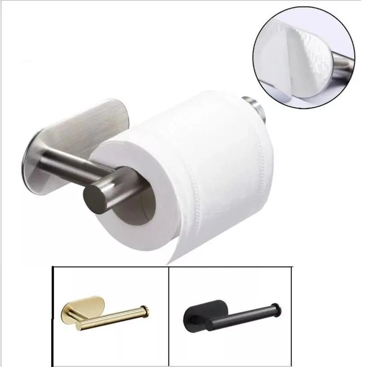 Happy Tears | WC Rolhouder | Zonder Boren | Luxe Toiletrolhouder | RVS | Mooie Look | Modern Design | Badkamer – Accessoires | Anti Oxidant | Goud - Afbeelding 3