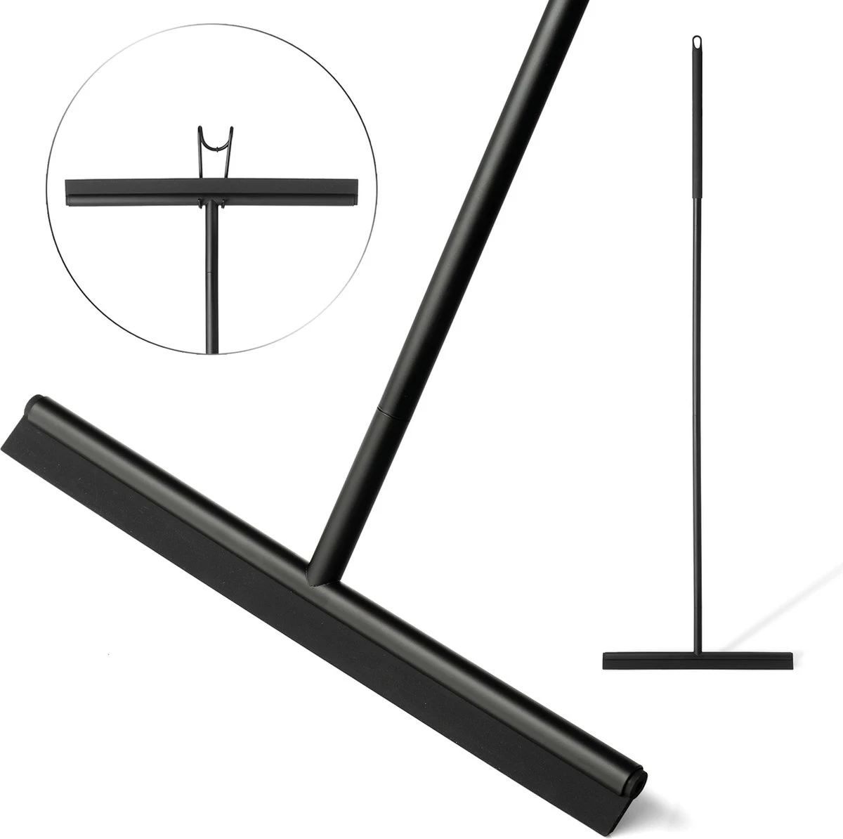 Vloertrekker Met Steel - Vloerwisser Voor In Badkamer - Watertrekker Douche - Douchewisser Zwart