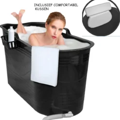 LIFEBATH - Zitbad Mira - Bath Bucket XL - Inclusief Hoofdkussen - 400L - Ligbad 122 Cm - Zwart