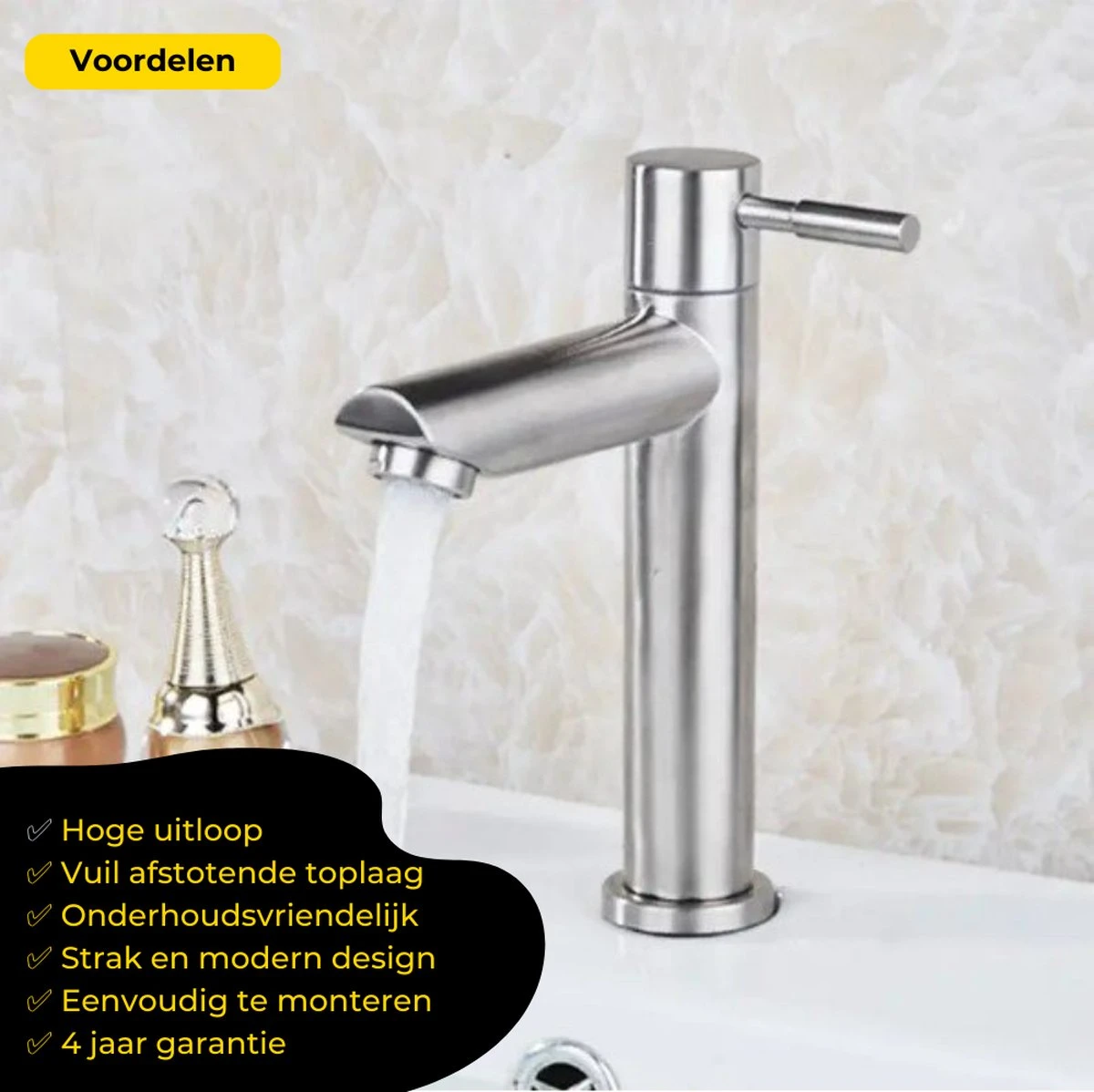 Stylumo Toiletkraan Chroom – Fonteinkraan RVS – Koudwaterkraan – WC Kraan – Alleen Koud Water - Afbeelding 3