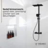 Viidako Kimii Doucheset Opbouw Compleet – Mat Zwart – Vierkant 30 Cm X 30 Cm - Sedal Binnenwerk -Thermostaatkraan – Zeer Goede Kwaliteit – RVS En Messing – Design