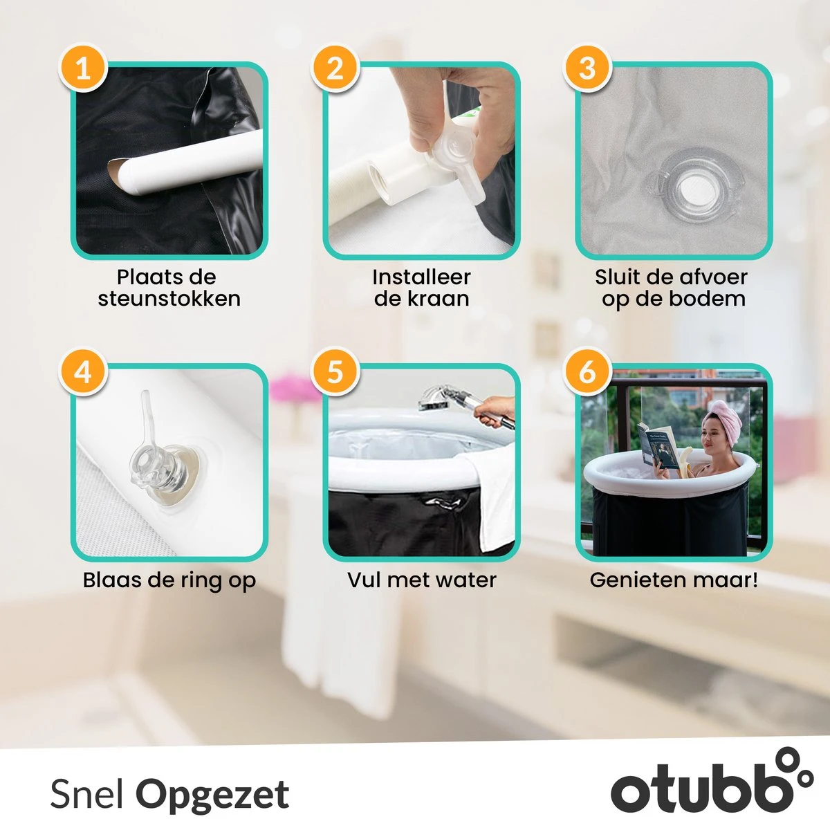 Zitbad | Opblaasbaar Zitbad Voor Volwassenen Van OTUBB | Ofuro | Opvouwbare Badkuip | Inklapbaar | Rond | IJsbad | Zwart | Bath Bucket - Afbeelding 2