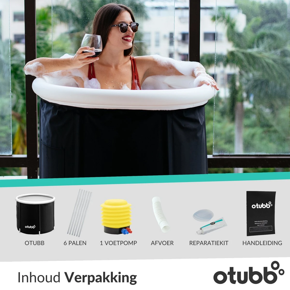 Zitbad | Opblaasbaar Zitbad Voor Volwassenen Van OTUBB | Ofuro | Opvouwbare Badkuip | Inklapbaar | Rond | IJsbad | Zwart | Bath Bucket - Afbeelding 7