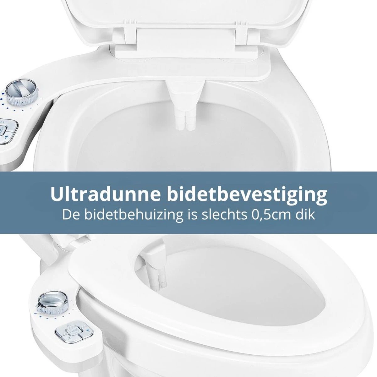 Bidet Voor Toilet/WC - Dubbele Sproeier - Warm En Koud Functie - Wit - Afbeelding 2