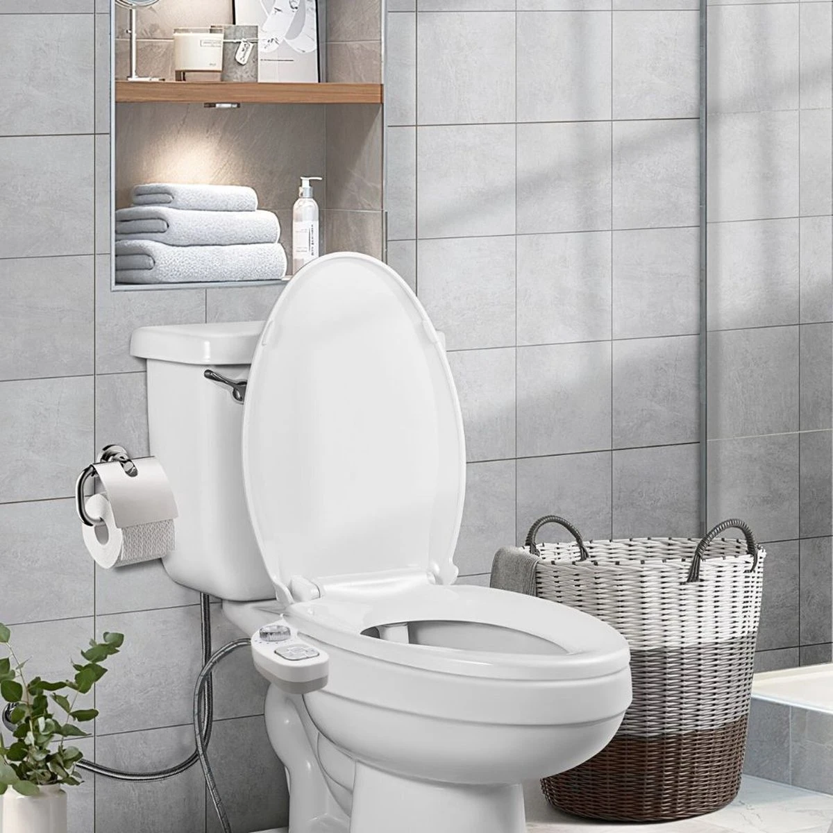 Bidet Voor Toilet/WC - Dubbele Sproeier - Warm En Koud Functie - Wit - Afbeelding 4