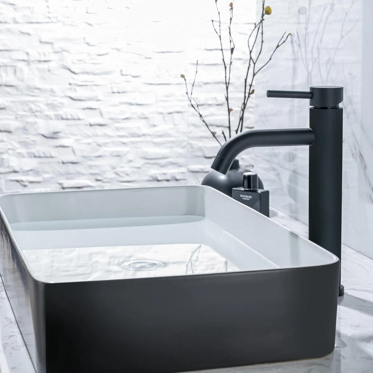 LOMAZOO Wastafelkraan Zwart Cardano - Zwarte Kraan - Badkamerkraan - Wastafel Mengkraan - Hoog - Afbeelding 5