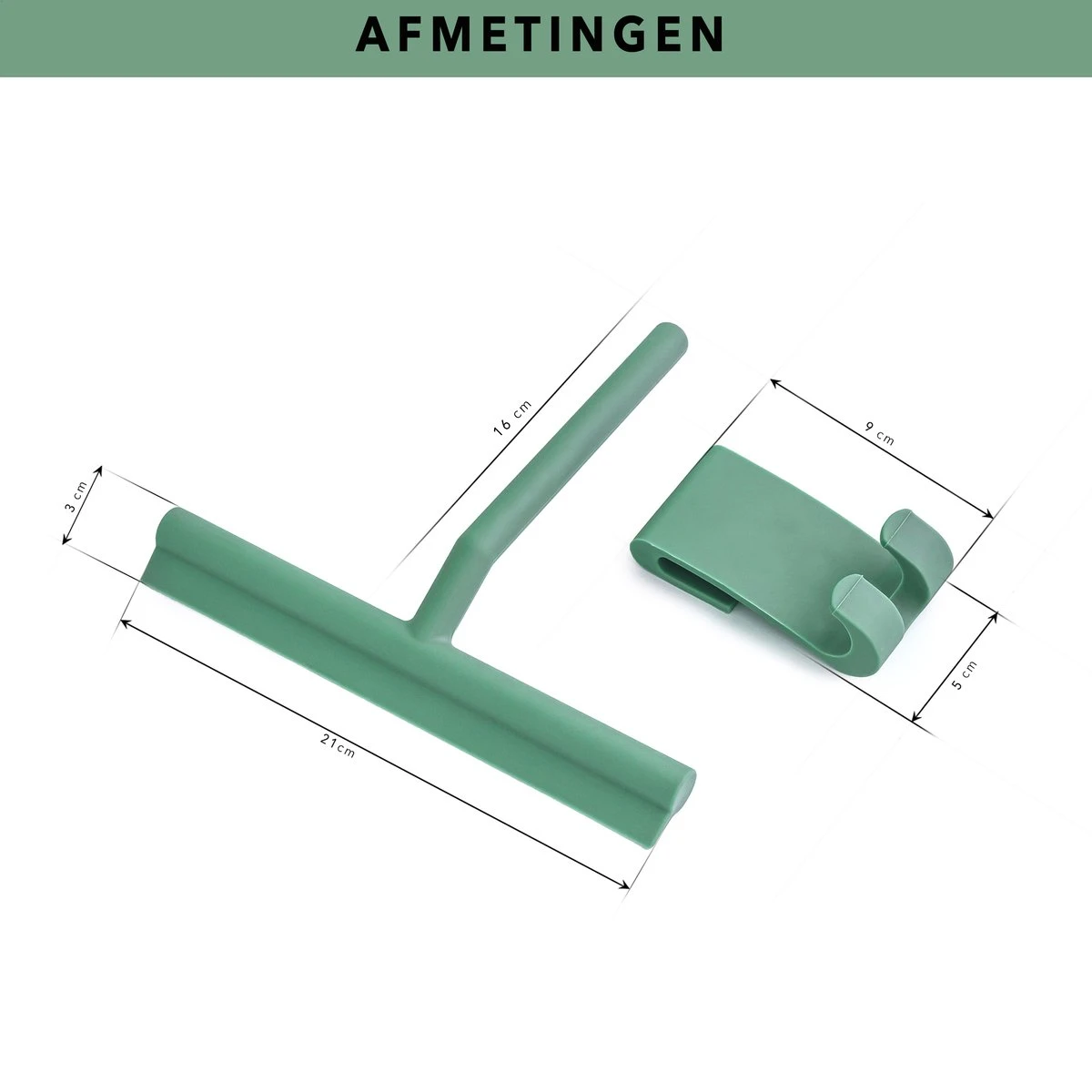 Douchewisser Groen Met Ophangsysteem- Badkamer Accessoires- Raamwisser- Trekker Douche- Silicone- 21cm X 16cm - Afbeelding 2