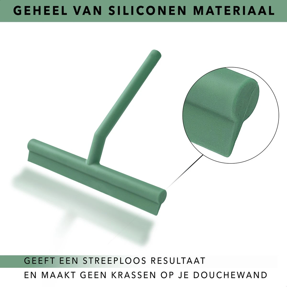 Douchewisser Groen Met Ophangsysteem- Badkamer Accessoires- Raamwisser- Trekker Douche- Silicone- 21cm X 16cm - Afbeelding 6