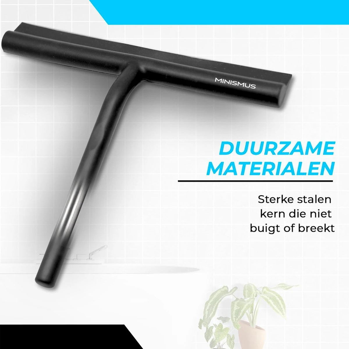 Minismus Extra Brede Douchewisser Met Magneethouder Ophangsysteem Ophanghaak - 33 Cm Breed - Zwart - Afbeelding 3