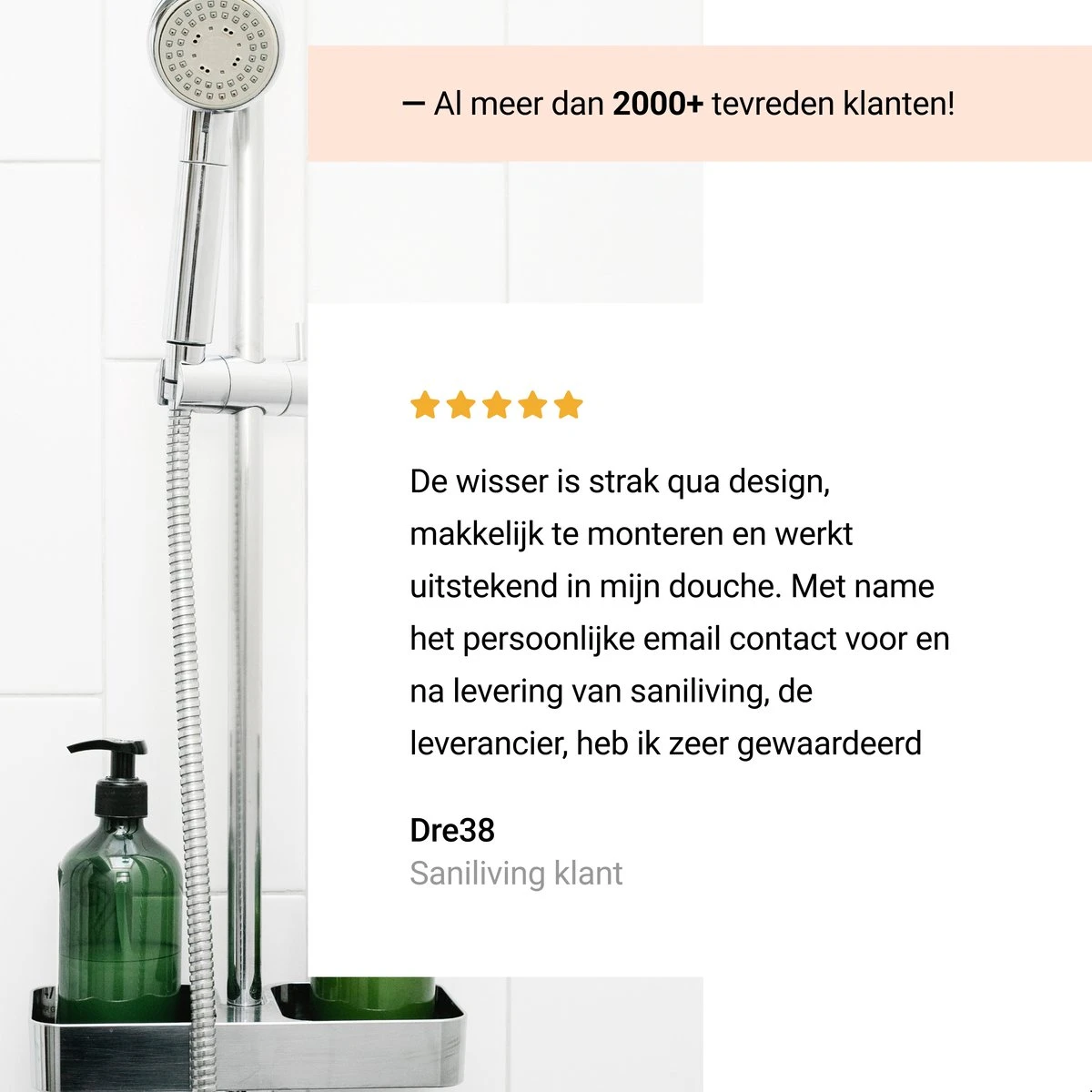 Douchewisser Met Ophanghaak En 2 Extra Strips - Raamwisser Voor Douche - Raamtrekker Chroom - Afbeelding 2