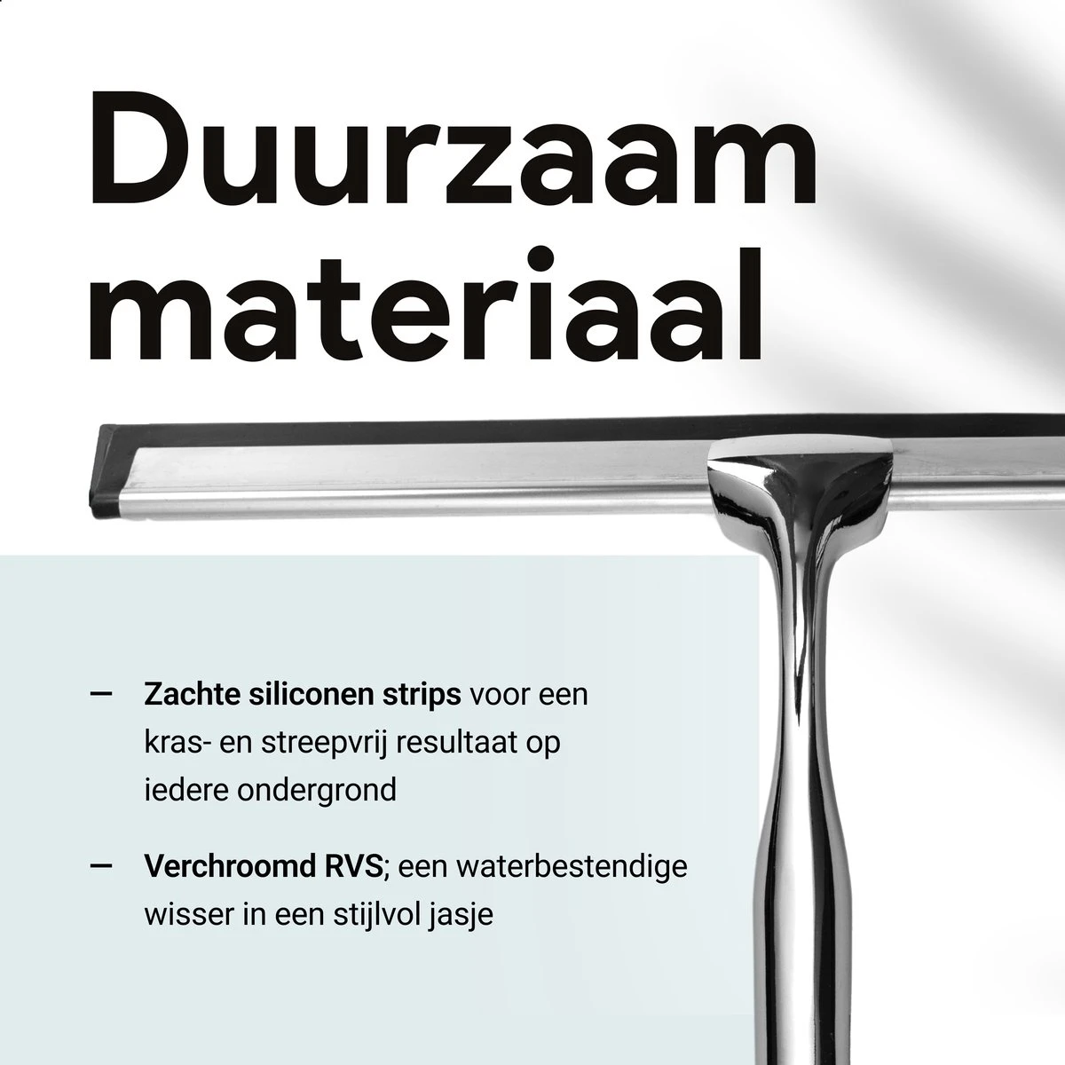 Douchewisser Met Ophanghaak En 2 Extra Strips - Raamwisser Voor Douche - Raamtrekker Chroom - Afbeelding 5