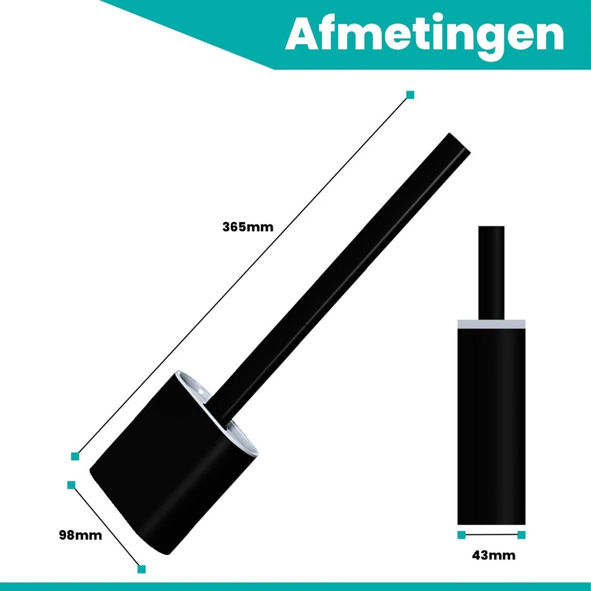Merkloos WC Borstel Met Houder Zwart - Zwarte Toiletborstel - Duurzame Wc Borstel - Duurzame Toiletborstel - Afbeelding 4