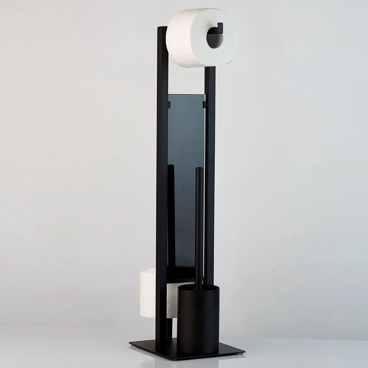 WENKO Toiletbutler Rivalta Zwart - Toiletborstel Met Houder, Toiletrolhouder En Reserverolhouder - Afbeelding 14