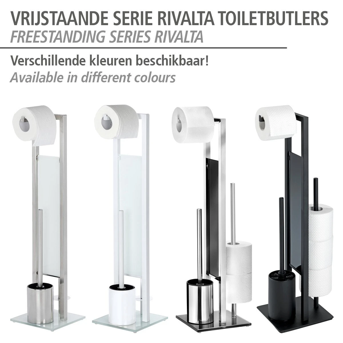 WENKO Toiletbutler Rivalta Zwart - Toiletborstel Met Houder, Toiletrolhouder En Reserverolhouder - Afbeelding 18