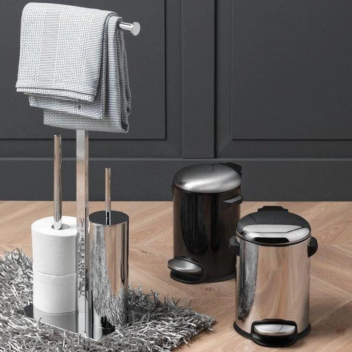 Sealskin Square Toiletbutler Vrijstaand - Toiletborstel Met Houder - Toiletrolhouder Zonder Klep - Reserverolhouder - Chroom - Afbeelding 5