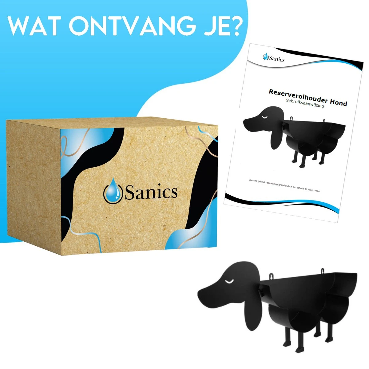 Sanics Reserverolhouder Vrijstaand - Hangend - Wandhouder - Hond - Zwart - Dier - Afbeelding 8