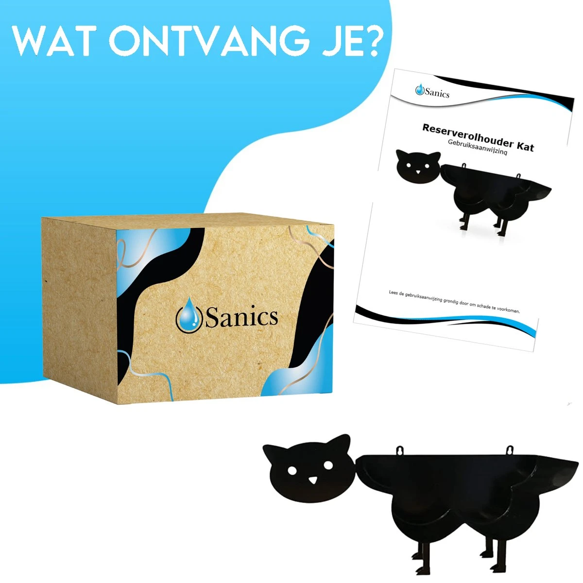 Sanics Reserverolhouder Vrijstaand - Hangend - Wandhouder - Kat - Zwart - Afbeelding 6