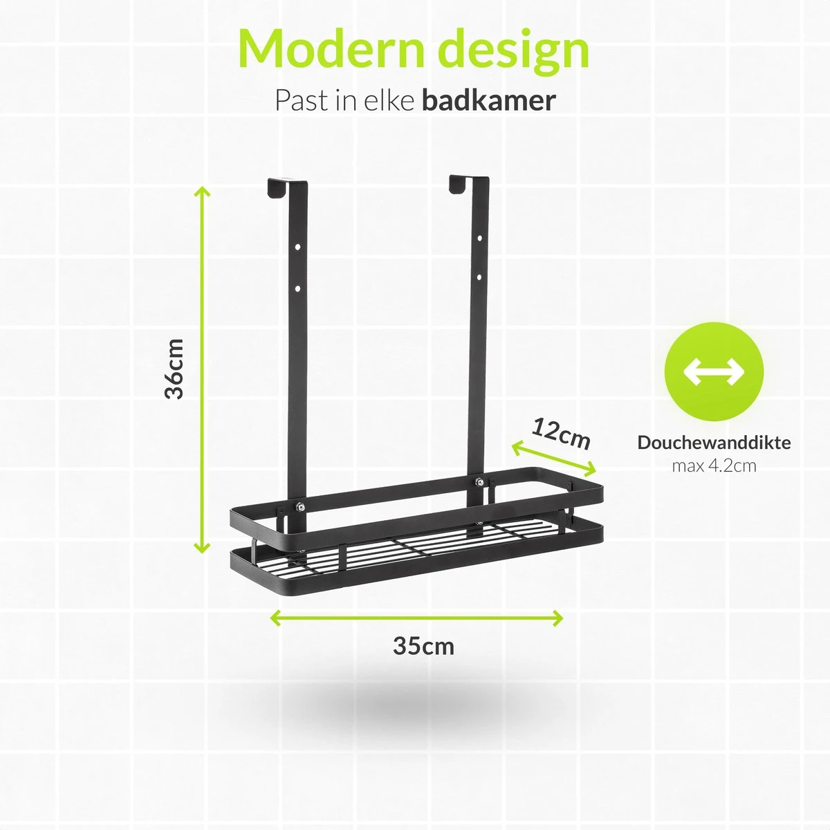 Doucherek Aan Douchewand - Zwart - Doucherekje Hangend - Zonder Boren - Afbeelding 8