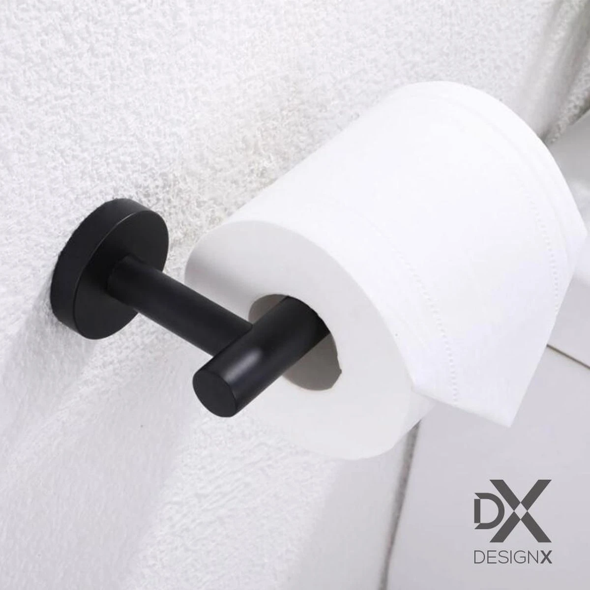 DesignX Toiletrolhouder Zwart - WC Rolhouder - Matte - Papier - Houder - Incl. Schroeven - Afbeelding 4