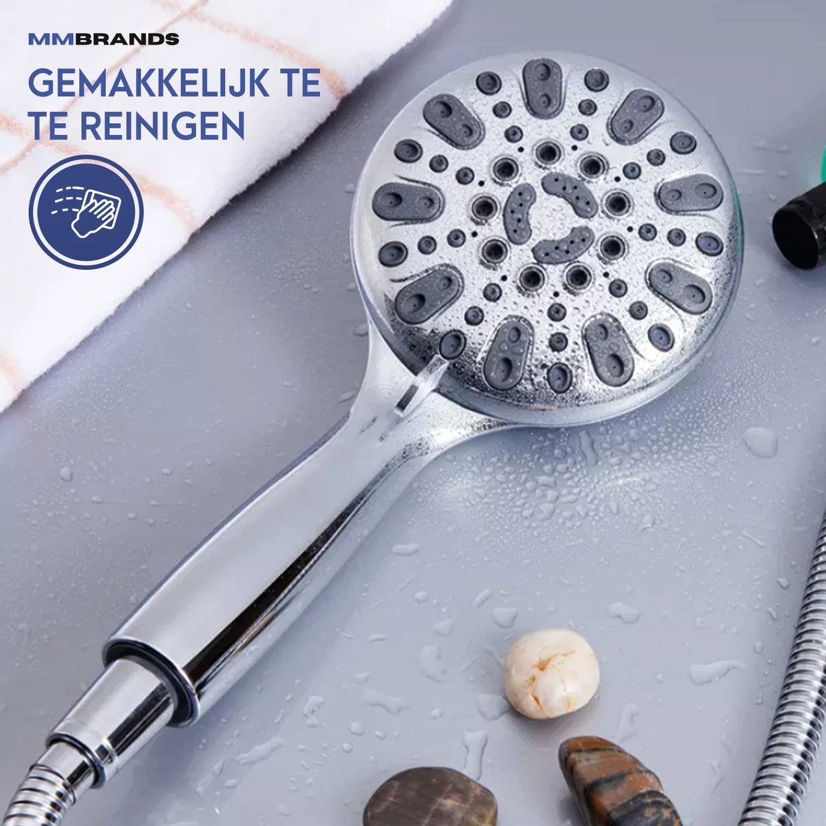 MM Brands Douchekop - Waterbesparend - Regendouche - 6 Standen - Chroom - Afbeelding 8