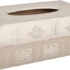 Clayre & Eef Tissue Box 27x16x10 Cm Beige Hout Rechthoek Boeken Tissuedoos Tissuehouder Zakdoekendoos