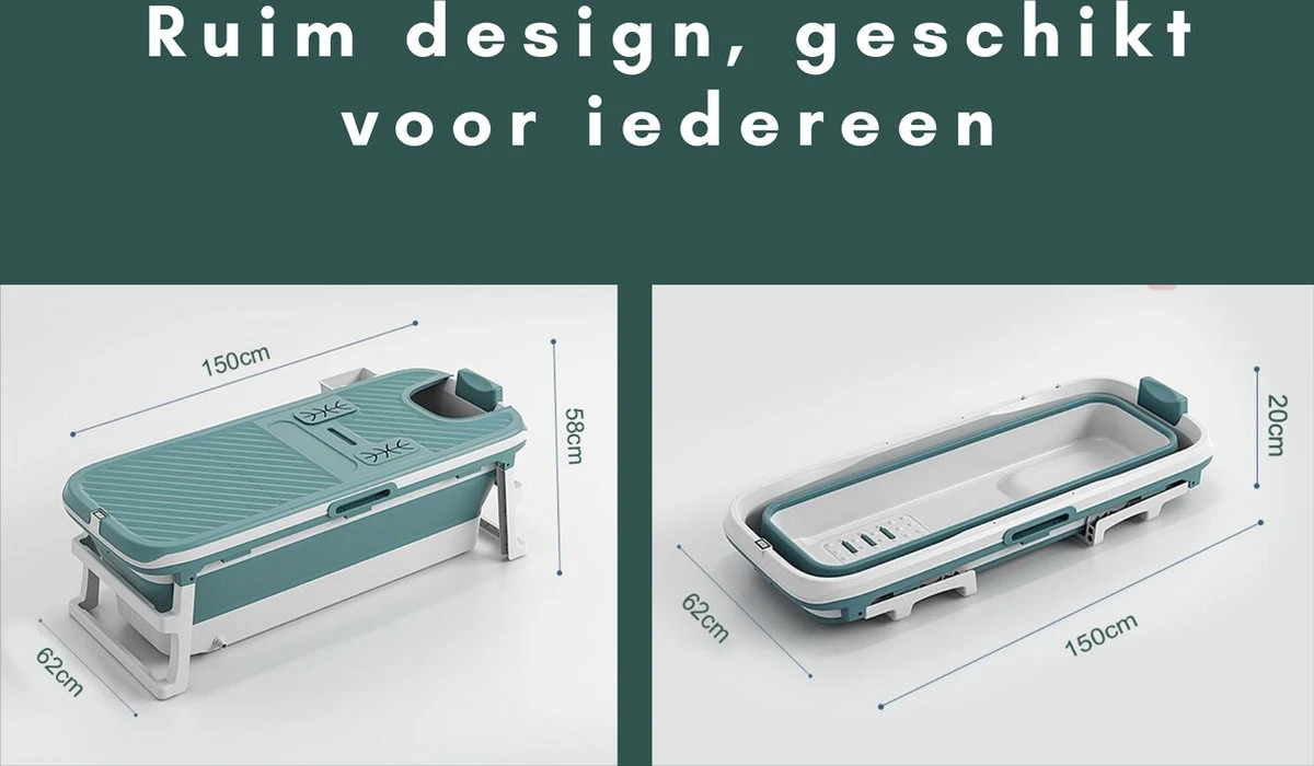 Livista® - Opvouwbaar Bad - Blauw - Zitbad - Inklapbaar - Bath Bucket - 150 CM LANG - XL - Incl. Thermometer & Onderwater LED Lichten - Afbeelding 5