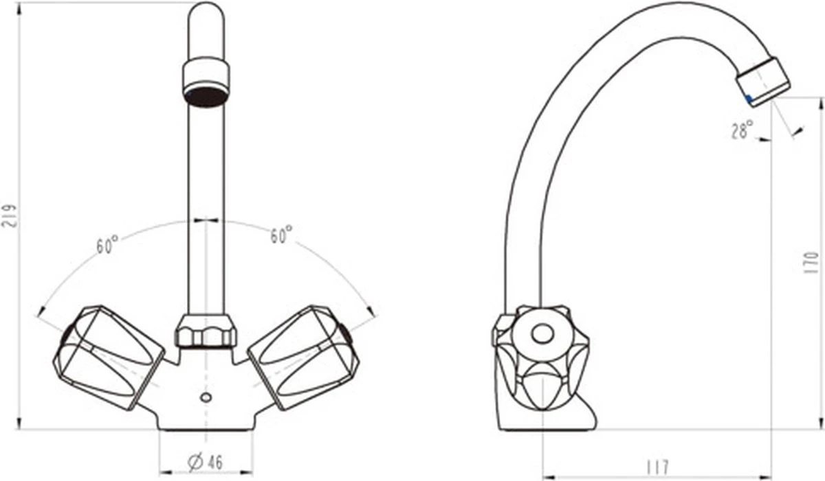 SCHÜTTE Carneo Wastafelkraan - Mengkraan - Met Waste - Chroom - Afbeelding 2